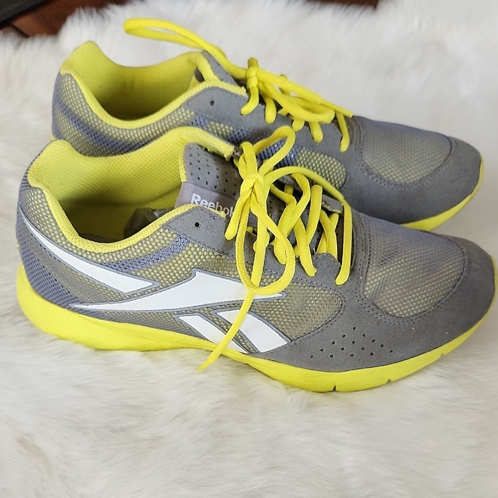 Reebok Gray and Yellow Athletic Running Shoes